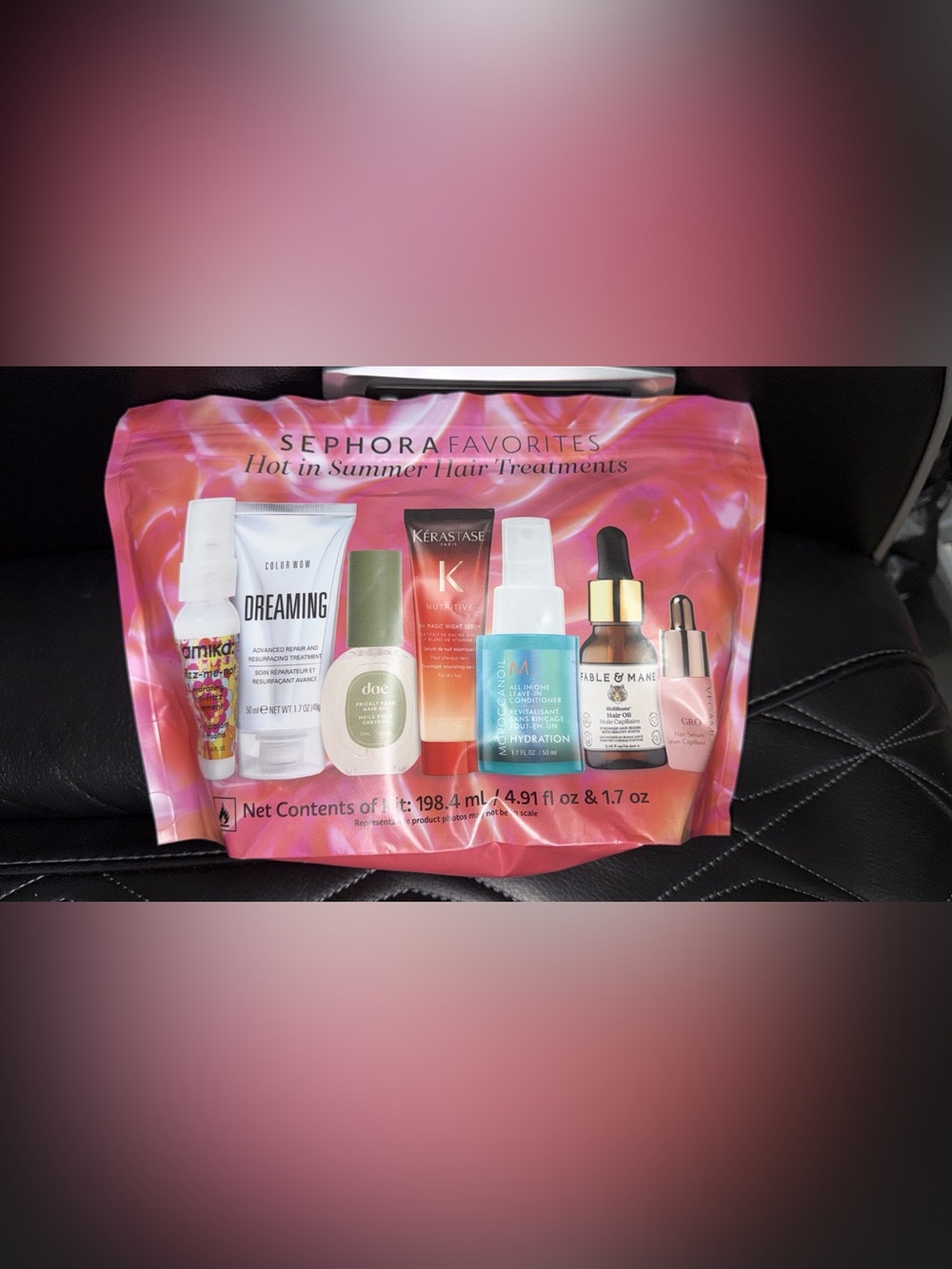 Moroccanoil Pink Travel Skincare & Hair Treatment Set